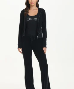 Juicy Couture Velour Zip-Up Hoodie Black