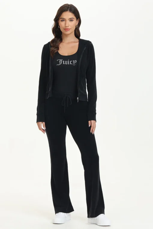 Juicy Couture Velour Zip-Up Hoodie Black