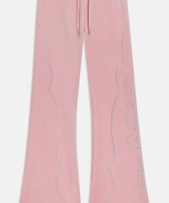 CANDY PINK LOW RISE WESTERN CLASSIC VELOUR DIAMANTE SWEATPANT