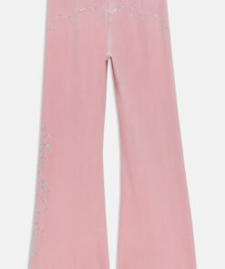 CANDY PINK LOW RISE WESTERN CLASSIC VELOUR DIAMANTE SWEATPANT