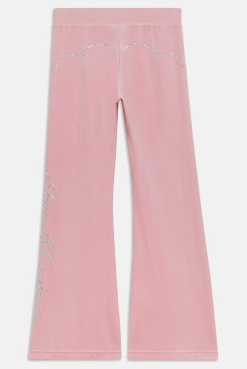 CANDY PINK LOW RISE WESTERN CLASSIC VELOUR DIAMANTE SWEATPANT