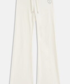 CREAM LOW RISE RODEO RECYCLED VELOUR DIAMANTE TRACK PANT