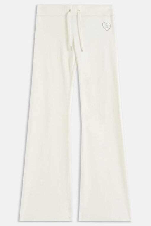 CREAM LOW RISE RODEO RECYCLED VELOUR DIAMANTE TRACK PANT