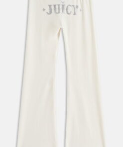 CREAM LOW RISE RODEO RECYCLED VELOUR DIAMANTE TRACK PANT