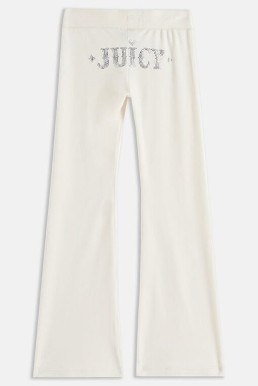 CREAM LOW RISE RODEO RECYCLED VELOUR DIAMANTE TRACK PANT