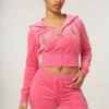 Hot pink classic velour robertson Tracksuit