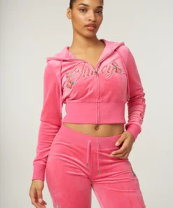 Hot pink classic velour robertson Tracksuit