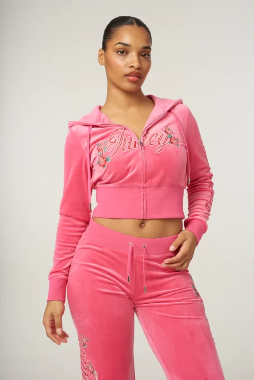 Hot pink classic velour robertson Tracksuit