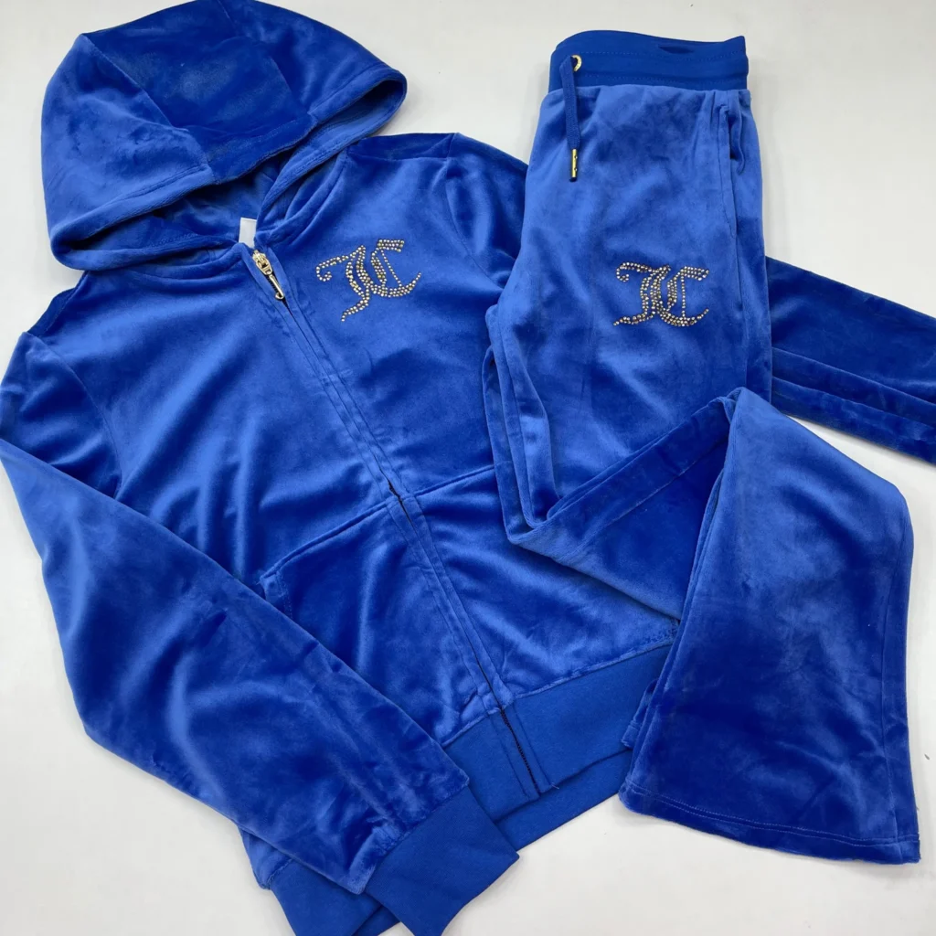 Juicy Couture Bright Velour Zip-Up Tracksuit – Blue