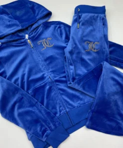 Juicy Couture Bright Velour Zip-Up Tracksuit – Blue