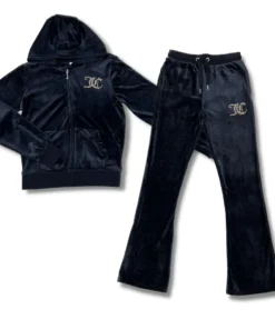 Juicy Couture Navy Velour Boot Cut Leg Tracksuit