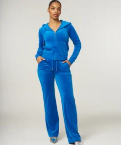 Juicy Couture Girls Blue Diamanté Zip-Up Tracksuit