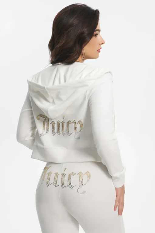 Ombre Big Bling Velour White Hoodie