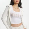 Ombre Big Bling Velour White Hoodie