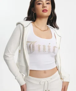 Ombre Big Bling Velour White Hoodie