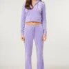 Purple diamante velour zip-up Tracksuit