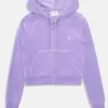 Purple diamante velour zip-up hoodie