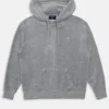 Silver marl classic velour oversized hoodie