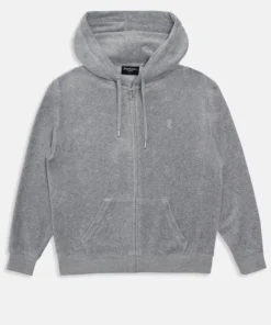 Silver marl classic velour oversized hoodie