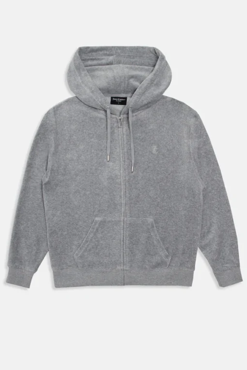 Silver marl classic velour oversized hoodie