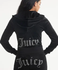 Juicy Couture Velour Zip-Up Hoodie Black