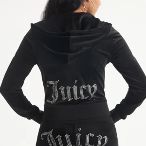 Juicy Couture Velour Zip-Up Hoodie Black