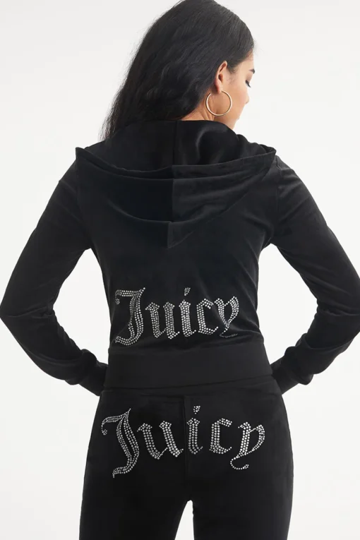 Juicy Couture Velour Zip-Up Hoodie Black